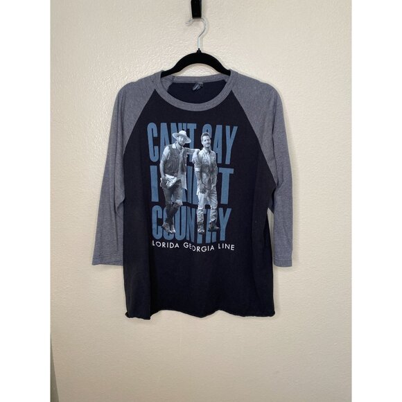 Florida Georgia Line Raglan T-Shirt Mens L Black Gray 3/4 Sleeve Tour Dates - Picture 1 of 7